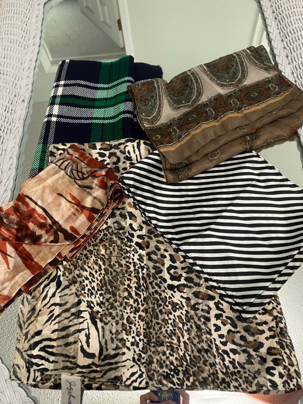 Vintage Assorted Patterned Scarves - Animal Print, Stripes, Plaid & Paisley